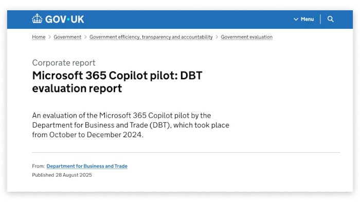 Figure 20: Microsoft 365 Copilot pilot: DBT evaluation report, published 28th August 2025